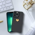 thumbnail image 5 of Designed for iPhone 13 Pro Max Case (6.7 in) for Women Slim Silicone Camera Lens Protective Case with Cute Gold Heart Pattern Silky-Soft Touch Shockproof Cover for iPhone 13 Pro Max-Black, 5 of 11