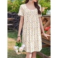 thumbnail image 4 of Avidlove Nightgowns for Women Pleated Sleep Shirts Lace Trim Neck Sleep Dress Short Sleeve Night Shirts, 4 of 7