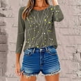thumbnail image 6 of JTZGDY 3/4 Length Sleeve Womens T Shirts Cute Floral Printed Round Neck Tunic Blouse Loose Oversized Dressy Casual Pullover Tops Fall Outfit Clothes 2025 Khaki S, 6 of 9