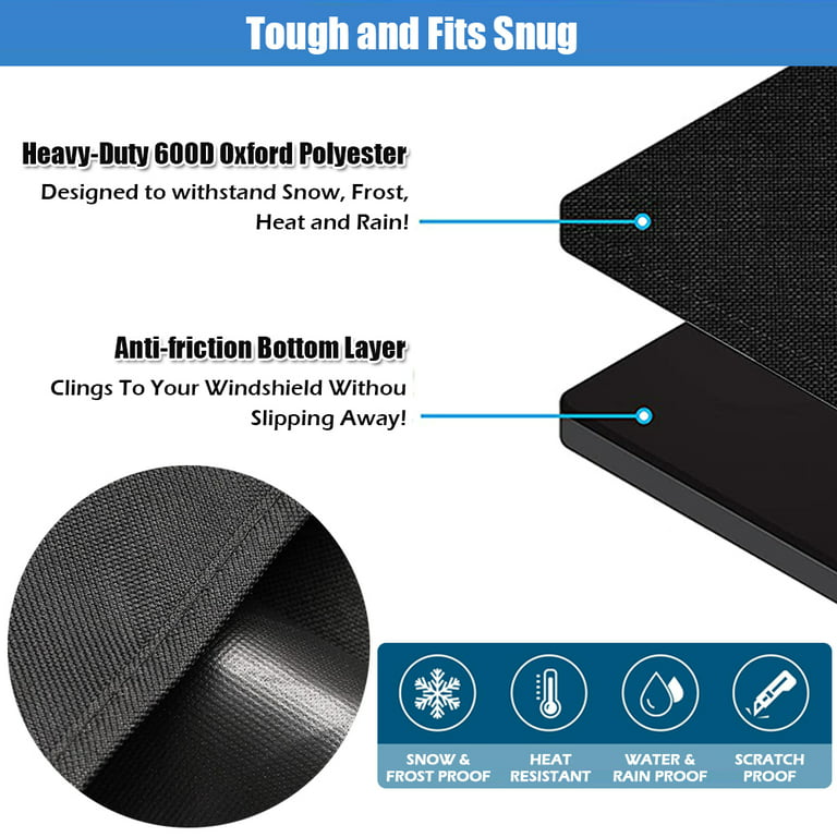 190X107cm 600D Car Thickened Black Rubber Oxford Cloth Windshield