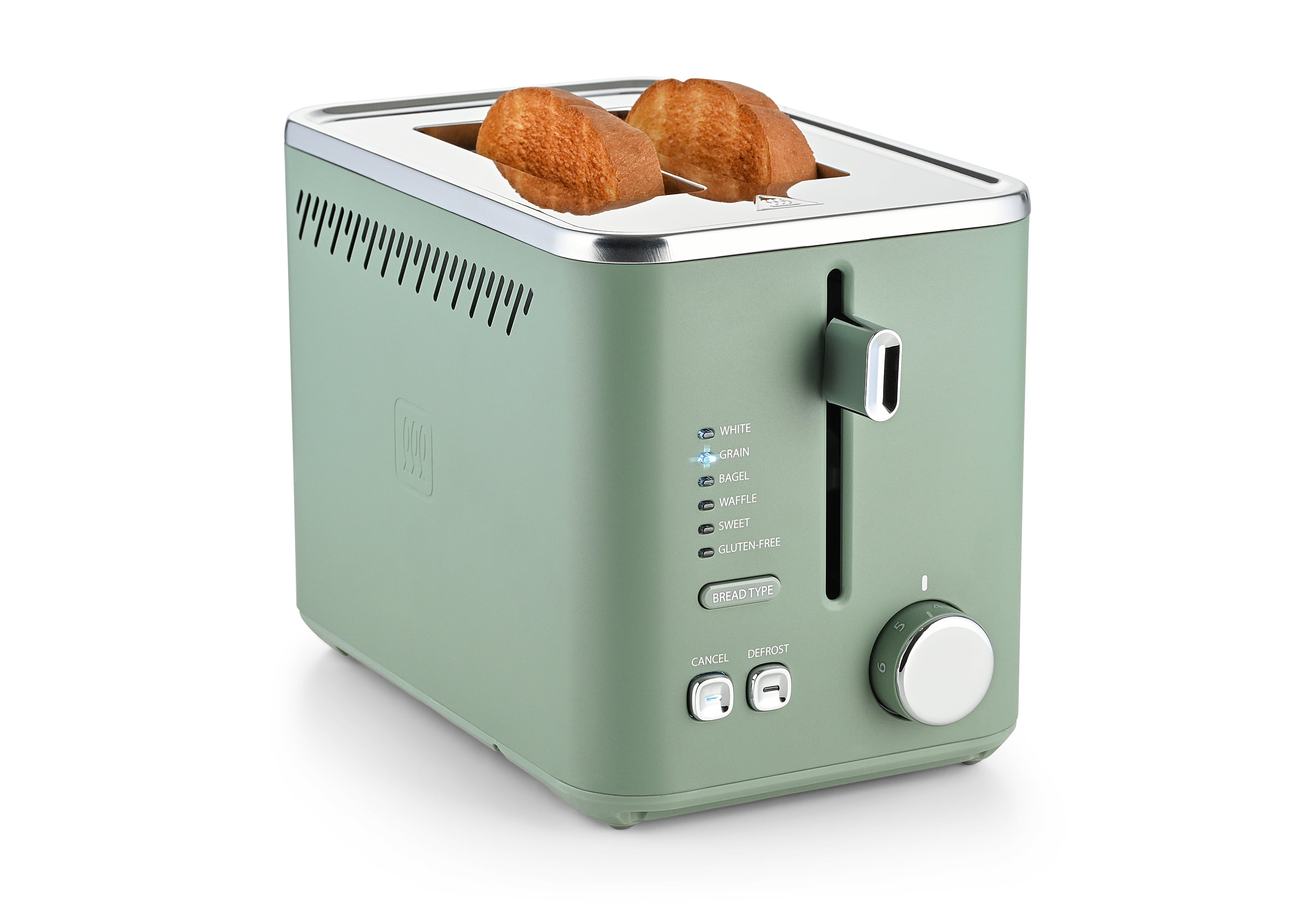 Toastmaster 2-Slice Multi-Function Toaster - Sage Green with Lever and Dial Controls, Extra Wide Slots, High Rise Toast Lift and Gluten Free Setting, 900W