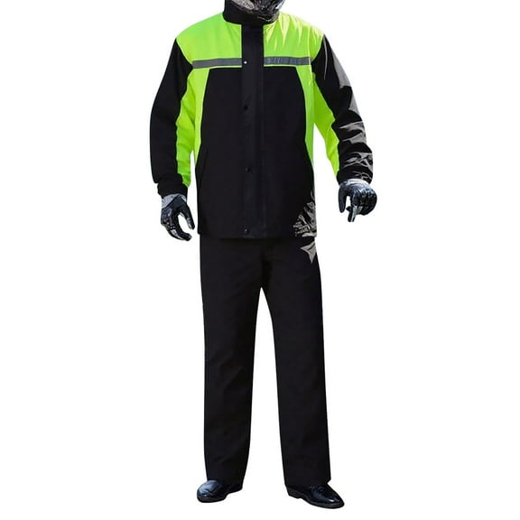 Valora Men's Rain Gear Lightweight Reflective Raincoat And Pants Set For Outdoor Cycling And Motorcycle Riding Everyday All Season Suit For Men Green 2XL