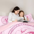 thumbnail image 5 of jejeloiu Chic Western Cowgirl Twin Comforter Sets,Pink Horseshoe Stars Bedding Set For Girls Kids Reversible 2pcs, 5 of 8