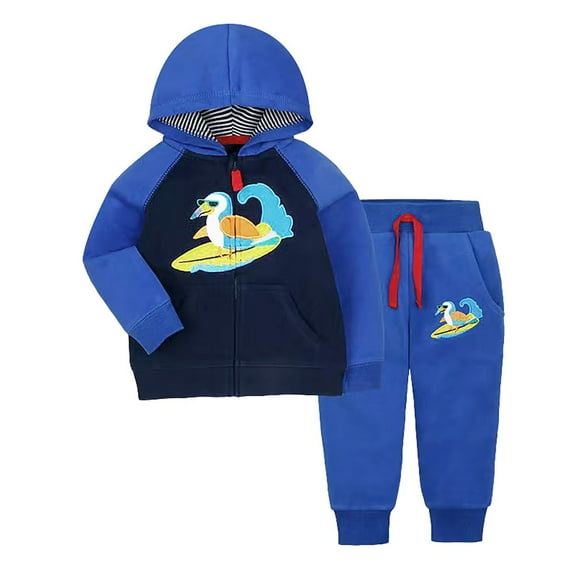 Lkhaha Boys Clothes Kids Sets Long Sleeve Full Zipper Cartoon Shark Print Hoodie Jackets And Jogger Sweatpants Kids Boy Pants Set