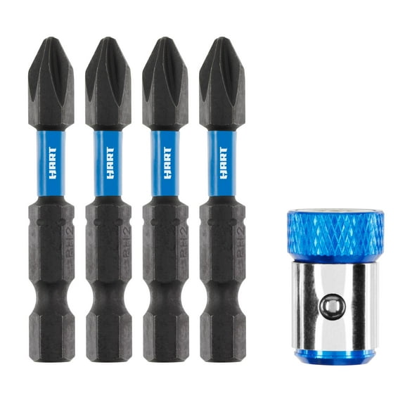 HART 5-Piece Impact Drive Bit Set (PH2) with Magnetic Sleeve