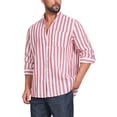 thumbnail image 4 of INSPIRE CHIC Men's Stand Collar Long Sleeve Button Down Striped Dress Shirts with Chest Pocket L Red, 4 of 4