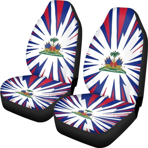 XYZCANDO Soft Front Seats Protector Truck Auto SUV, Removable Cozy Car Front Seat Cover Set 2 pcs Polyester Fabric Flag Design