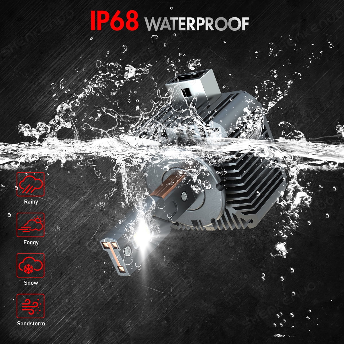 QUAYUB D1S D1R LED Headlight Bulbs High Low Beam 12000lm 6000k Bright White HID Replace