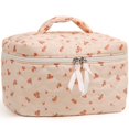 thumbnail image 1 of Bolsa de maquillaje Prite, grande, acolchada, de algodón floral, para mujer, rosa, 1 of 7
