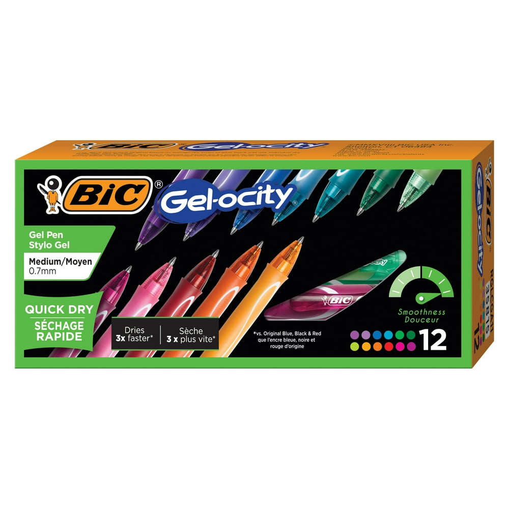BIC Gelocity Quick Dry Retractable Fashion Gel Pen, Medium Point (0.7mm