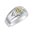 thumbnail image 4 of RYLOS Men's Rings 14K White Gold Classic 7X5MM Oval Gemstone & Diamond Designer Ring Opal October Birthstone Rings For Men, Gold Rings Size 8, 4 of 7