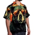 thumbnail image 2 of Vintage Bear Men's Short Sleeve Poplin Shirt, Casual Printed Button Down Top for Summer Beach, Spread Collar Unisex Beach Shirt, 2 of 6