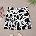 thumbnail image 3 of Black And White Graffiti Skirt Ladies Abstract Art Trendy Mini Skirts High Waist Design Ko, 3 of 7