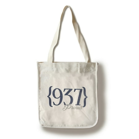 Dayton, Ohio - 937 Area Code (Blue) - Lantern Press Artwork (100% Cotton Tote Bag -