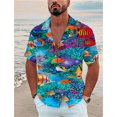 thumbnail image 2 of Camisas hawaianas con estampado 3D de peces marinos para hombre, camisas de verano de manga corta con botones hacia abajo, ropa de playa para hombre, 2 of 5