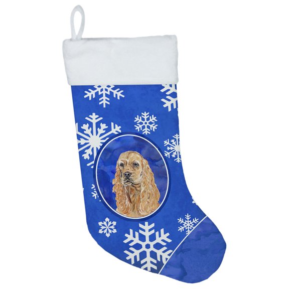 Carolines Treasures SC9598-CS Buff Cocker Spaniel Winter Snowflakes Christmas Stocking Large multicolor