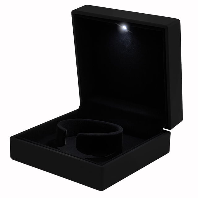 Caja con LED para pulseras AurixGrande 1Pza Negro10x10x4.5cm PVC Joyero.