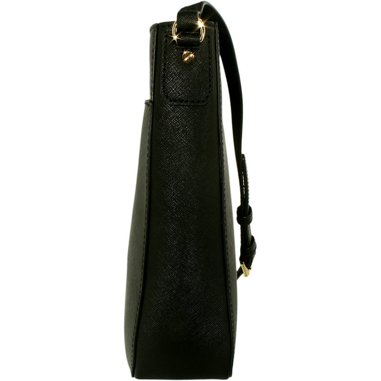Michael Kors Women's Jet Set Travel Large Messenger Leather Bag Satchel -  Black 