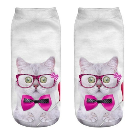 

MRULIC socks for women Unisex Funny 3D Fashion Cat Printed Casual Socks Cute Low Cut Ankle Socks F + One size
