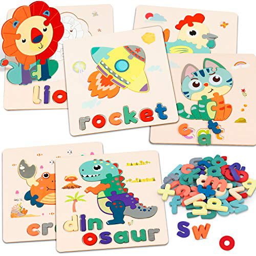 NEW KIDS WOODEN PUZZLE JIGSAW Alphabet Animal EDUCATIONAL Pre-school Toys 