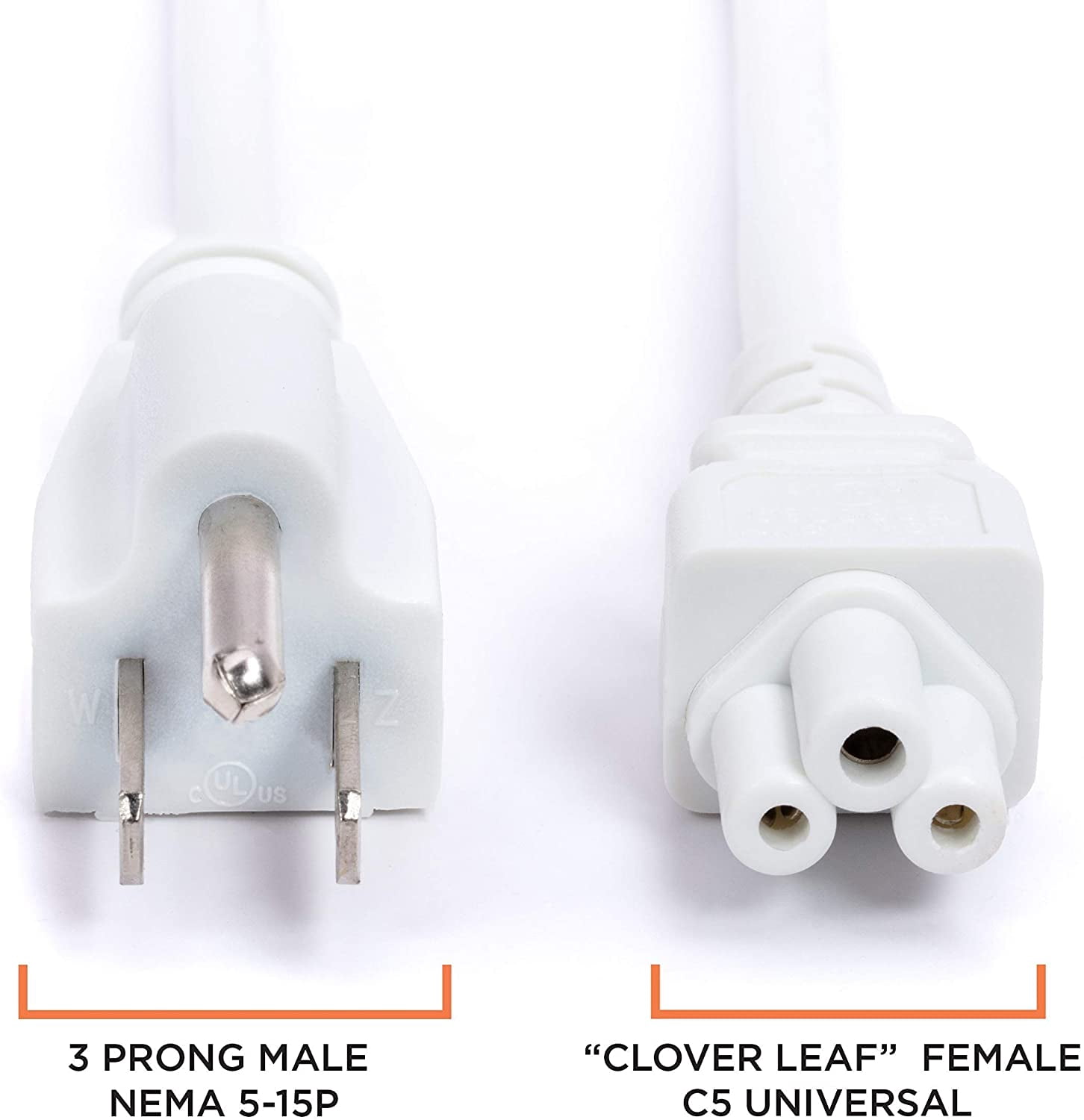 THE CIMPLE CO - 3 Prong AC Power Cord Cable - 25 Ft - White - PC Desktop Laptop Printer LCD HDTV