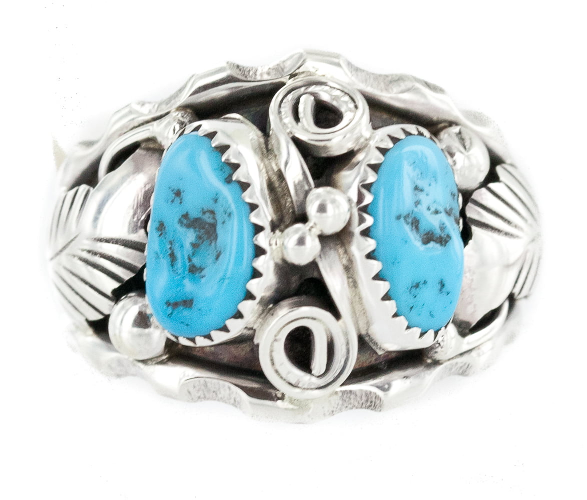 kande Observere Akademi Handmade Certified Authentic Navajo .925 Sterling Silver Natural Turquoise  Native American Men's Ring - Walmart.com