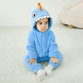 thumbnail image 2 of gcong Baby Boys Girls Romper Jumpsuit Dinosaur Pattern Flannel Hooded 𝐂osplay 𝐂ostume Winter Green Indoor Zipper Clothes, 2 of 4