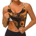 thumbnail image 3 of Fotbe Cute Cow Sunflower Field Sujetador Deportivo Largo sin Aros para Mujer con Almohadillas y Soporte Medio, Transpirable y Absorbente, Camiseta Tipo Chaleco o Tank Top-Small, 3 of 8