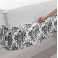thumbnail image 2 of Floral Bed Skirt, Detailed Engraving Look Spring Sketch Butterfly Flowers Leaves Print, Elastic Bedskirt Dust Ruffle Wrap Around for Bedding Decor, 4 Sizes, Charcoal Grey and White, by Ambesonne, 2 of 2