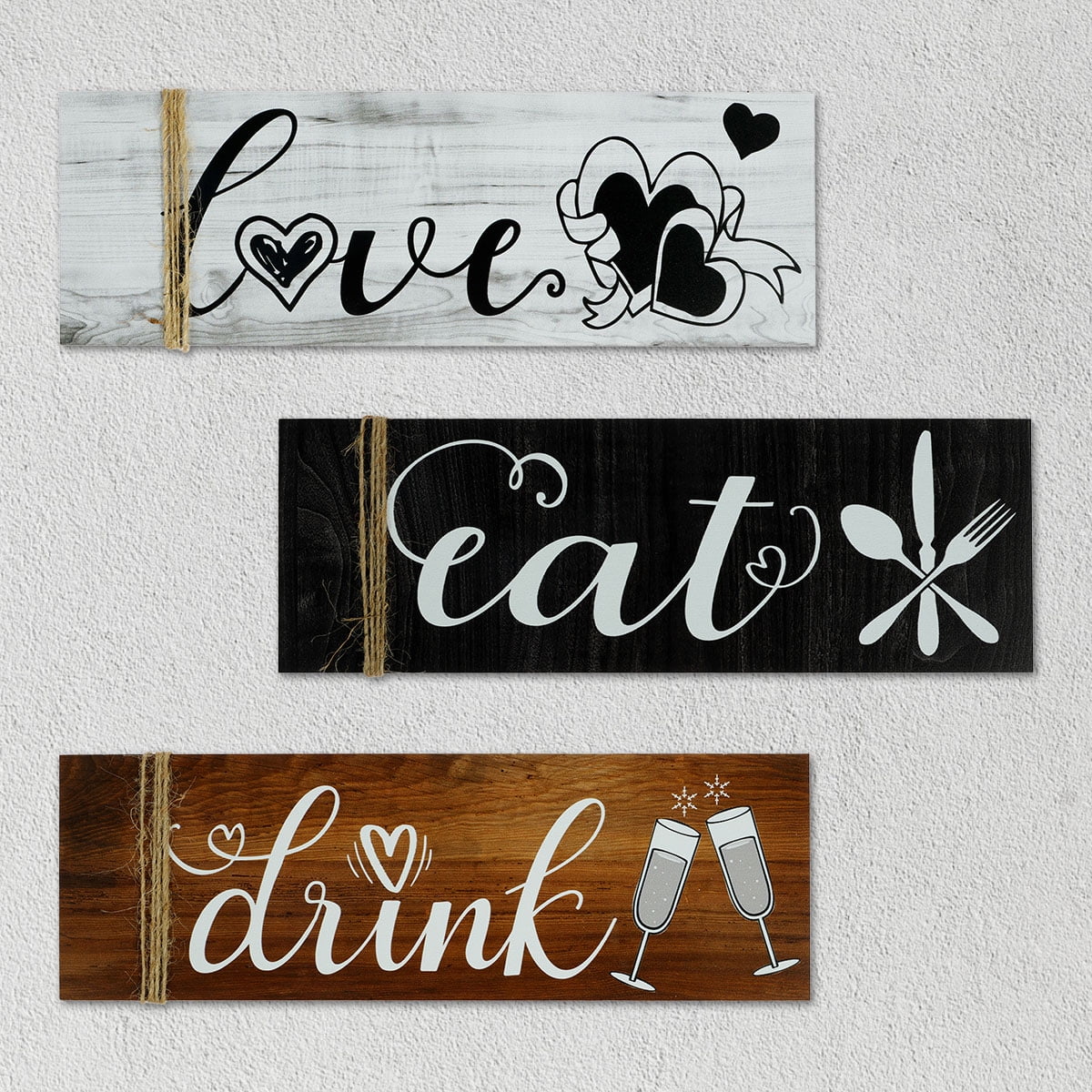 Duety 3Pcs Wooden Wall Art Signs,Farmhouse Kitchen Wall Decor Rustic