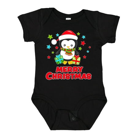 

Inktastic Merry Christmas Penguin in Santa Hat with Gifts Gift Baby Boy or Baby Girl Bodysuit