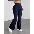 thumbnail image 3 of Women's Petite Navy Blue Textured Knit Flare Sweatpants, 3 of 8