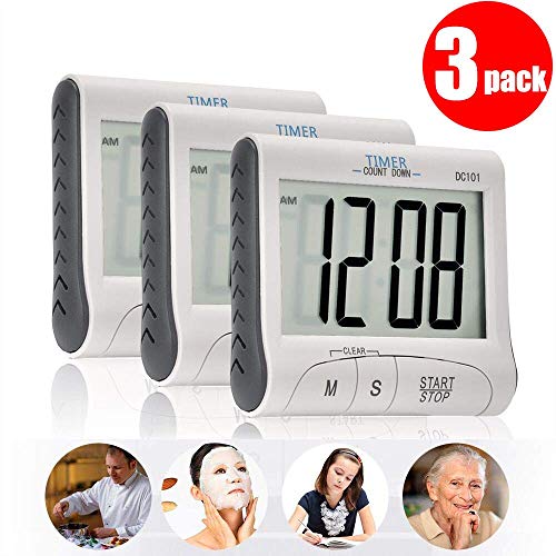 Ebingoo Kitchen Timer Digital Cooking Timer Magnetic Timers for Cooking Large LCD Screen Loud Alarm Retractable Stand and Hook and Magnetic Backing Green