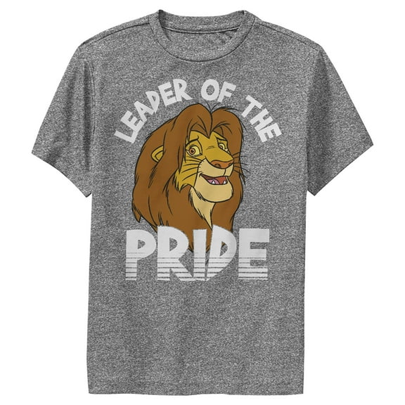 Boy's Lion King Simba Leader of the Pride  Performance Graphic Tee Charcoal Heather Large