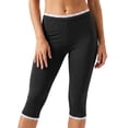 thumbnail image 1 of Pantalones capri para mujer, cintura elástica con ribete de encaje, largo 3/4, estilo cropped, para uso diario informal., 1 of 9