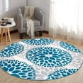 thumbnail image 6 of World Rug Gallery Modern Floral Circles Blue 6'6" Round Rug, 6 of 8