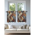 thumbnail image 4 of Brown Gray Plaid Tier Curtains 36 Inch Length,Sheer Curtains for Bedroom Living Room Window Country Abstract Gradient Chic Check Small Half Window Kitchen Curtains & Drapes 27.5"x36" 2 Panels, 4 of 6