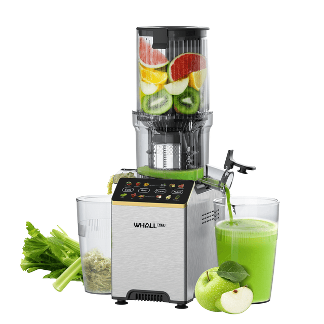 WHALL Cold Press Juicer Machine with Touchscreen, Slow Masticating Juicer with 4.5" Extra Large Feed Chute, Reverse Function