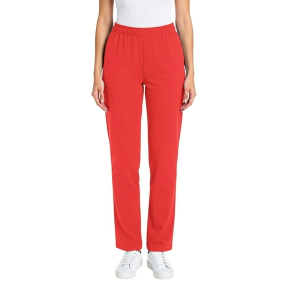 Women's Golf Pants Stretch Work Ankle Pants High Waist Dress Pants with Pockets for Yoga Business Travel Casual Red XL