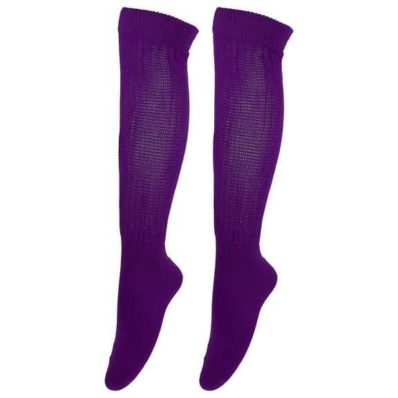 WHAMVOX  Elastic Stocking Calf High Socks Stockings Warm Keeping Men's Purple