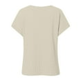 thumbnail image 5 of kamemir Tops for Women Trendy Summer Casual Cap Short Sleeve Basic Textured Solid Color Round Neck T Shirts Blouse(Beige,XL), 5 of 5