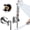 Chrome, variant on JONKEAN Brushed Nickel Bathtub Faucet Sprayer Attachment, Filtered 3-mode Sprayer with on/off Control, Comes with 3 Adapters