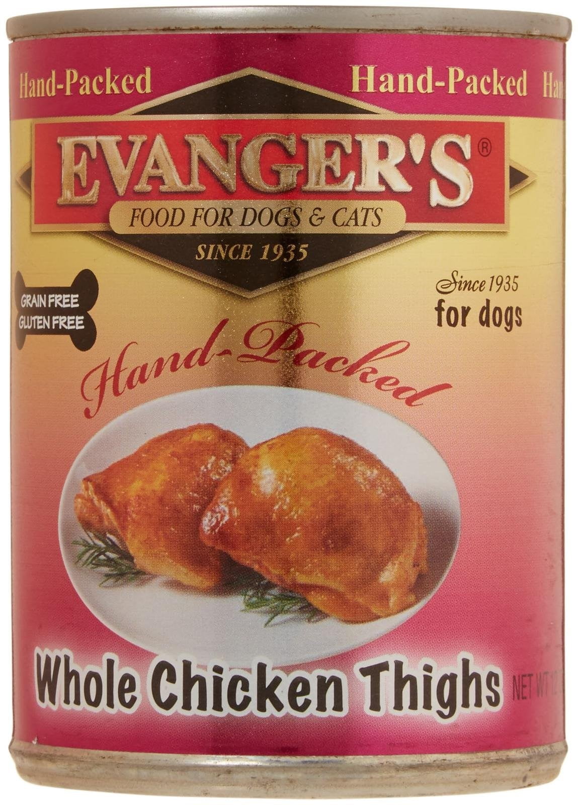 Evanger's Hand Packed GrainFree Whole Chicken Thighs Wet Dog Food, 13 Oz, Case of 12 Walmart