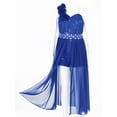 thumbnail image 3 of CHICTRY Girls Teens Flower Girl Romper Dress Formal Party Wedding Bridesmaid Maxi Dress One Shoulder Ball Gown Royal Blue 6, 3 of 7