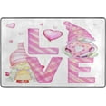 thumbnail image 4 of SKYSONIC Cute Gnomes Love Non-Slip Area Rug, Pink Donut Heart Floor Carpet Comfort Floor Mats Decor for Indoor Front Porch,Living Room, Bedroom,Kitchen,72"x48", 4 of 5