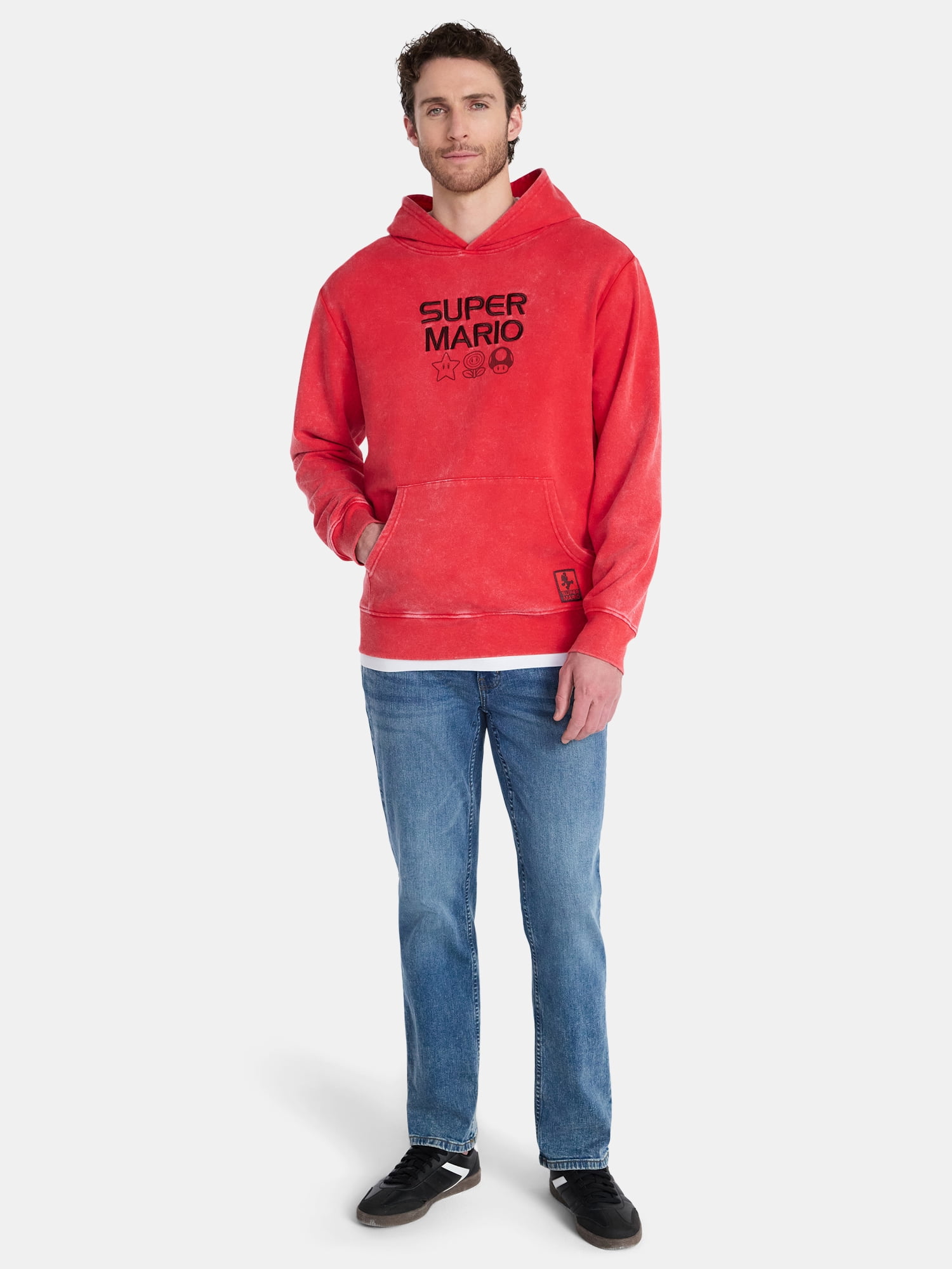 Super Mario Bros. Men's & Big Men's Graphic Hoodie with Overshoulder Print, Sizes XS-5XL
