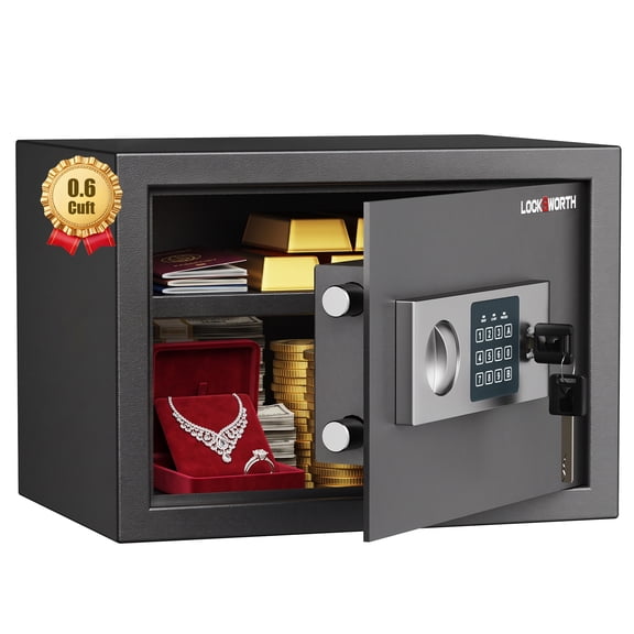 Locksworth 0.6 Cubic Feet Home Safe, Equipped with a Digital Keypad and a Spare Key, Suitable for Office, Hotel, and Personal Use