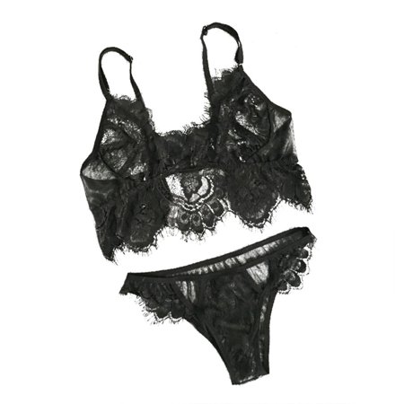 

Women Lace Bra Lingerie Thong Set Underwear Plus Size Hot Sleepwear Costumes NEW black XL