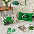 thumbnail image 3 of ST Patricks Day Polka Dots Lucky Clover Truck Hello Shamrocks Throw Pillow Covers, 12 x 20 Inch Buffalo Plaid Bow Tie Decoration for Sofa Couch Set of 4, 3 of 6