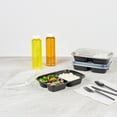 thumbnail image 3 of Asporto 26 oz Black Plastic 3 Compartment Food Container - with Clear Lid, Microwavable - 8 3/4" x 6" x 1 3/4" - 100 count box, 3 of 10